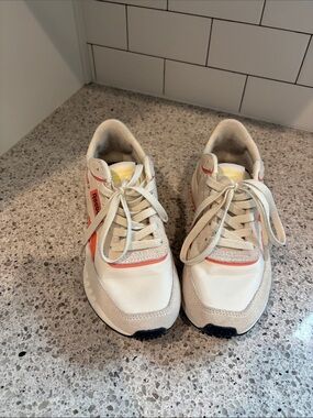 Reebok Womens Retro Runner in Cream with Orange Trim